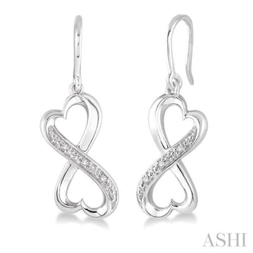 Silver Infinity Heart Shape Diamond Earrings